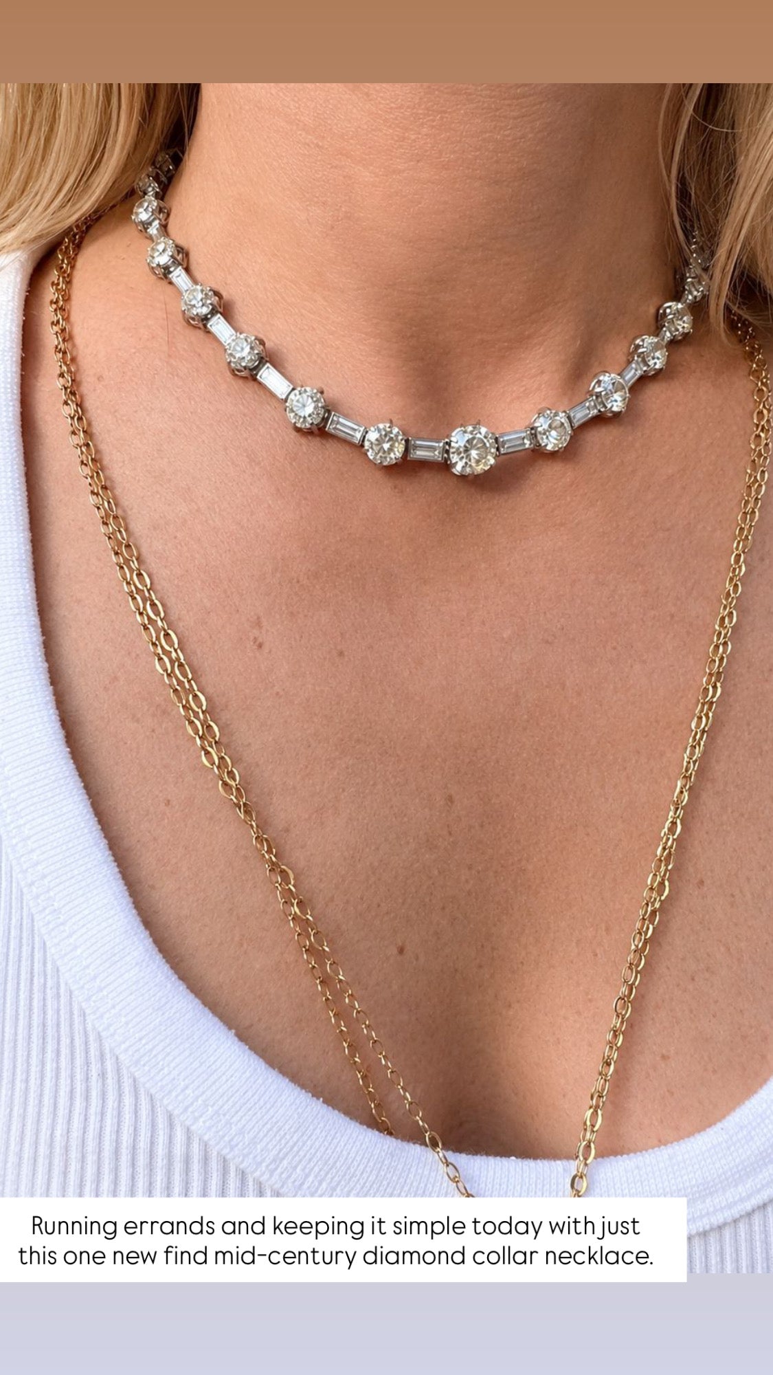 Antique Cut Diamond Mid-Century Platinum Collar Necklace