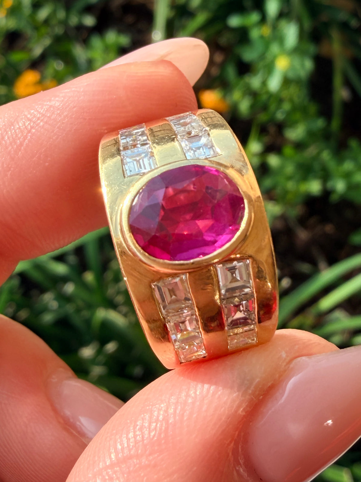 Vintage Burmese Ruby & Diamond Ring