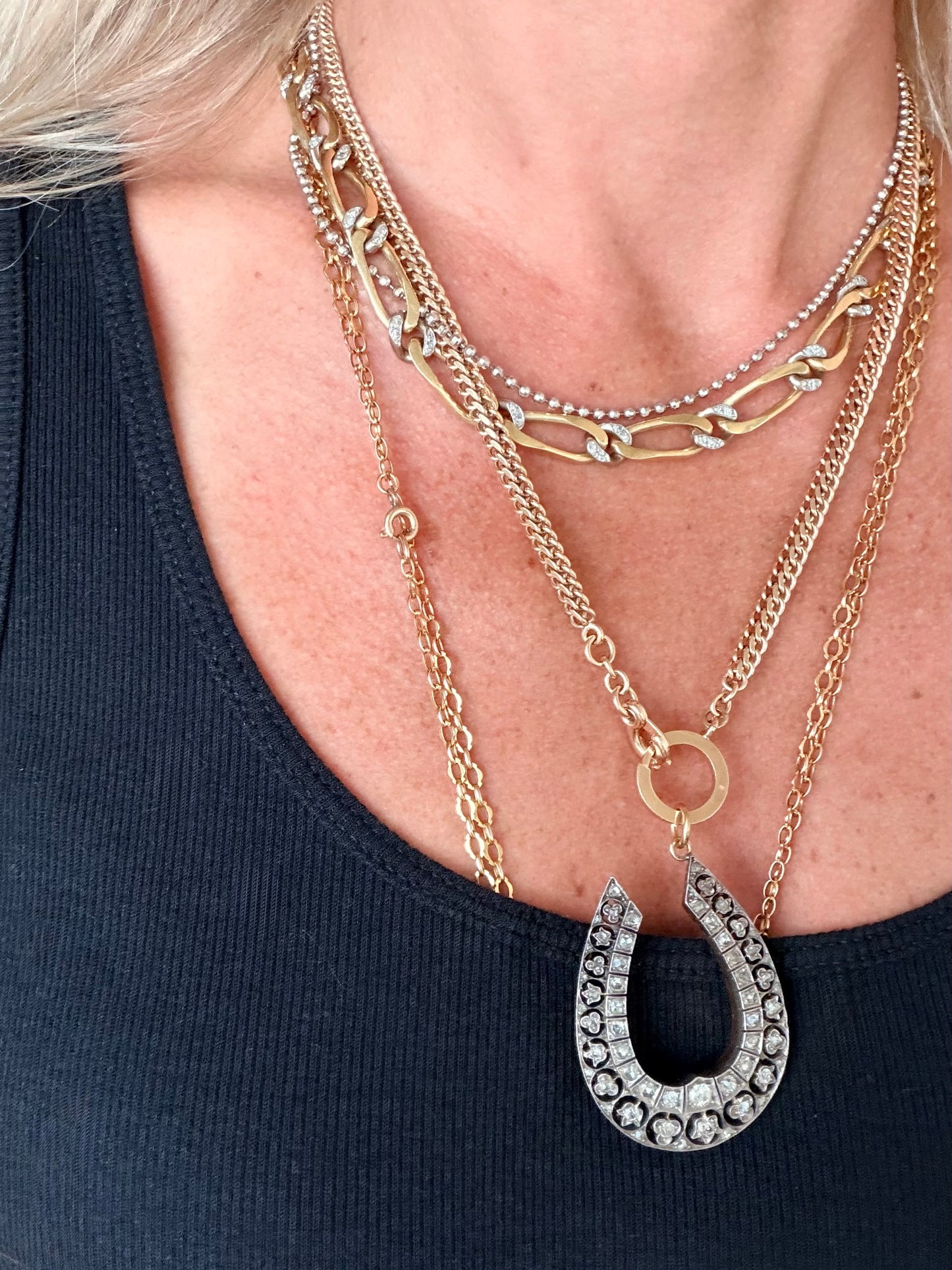Victorian Diamond Openwork Horseshoe Pendant