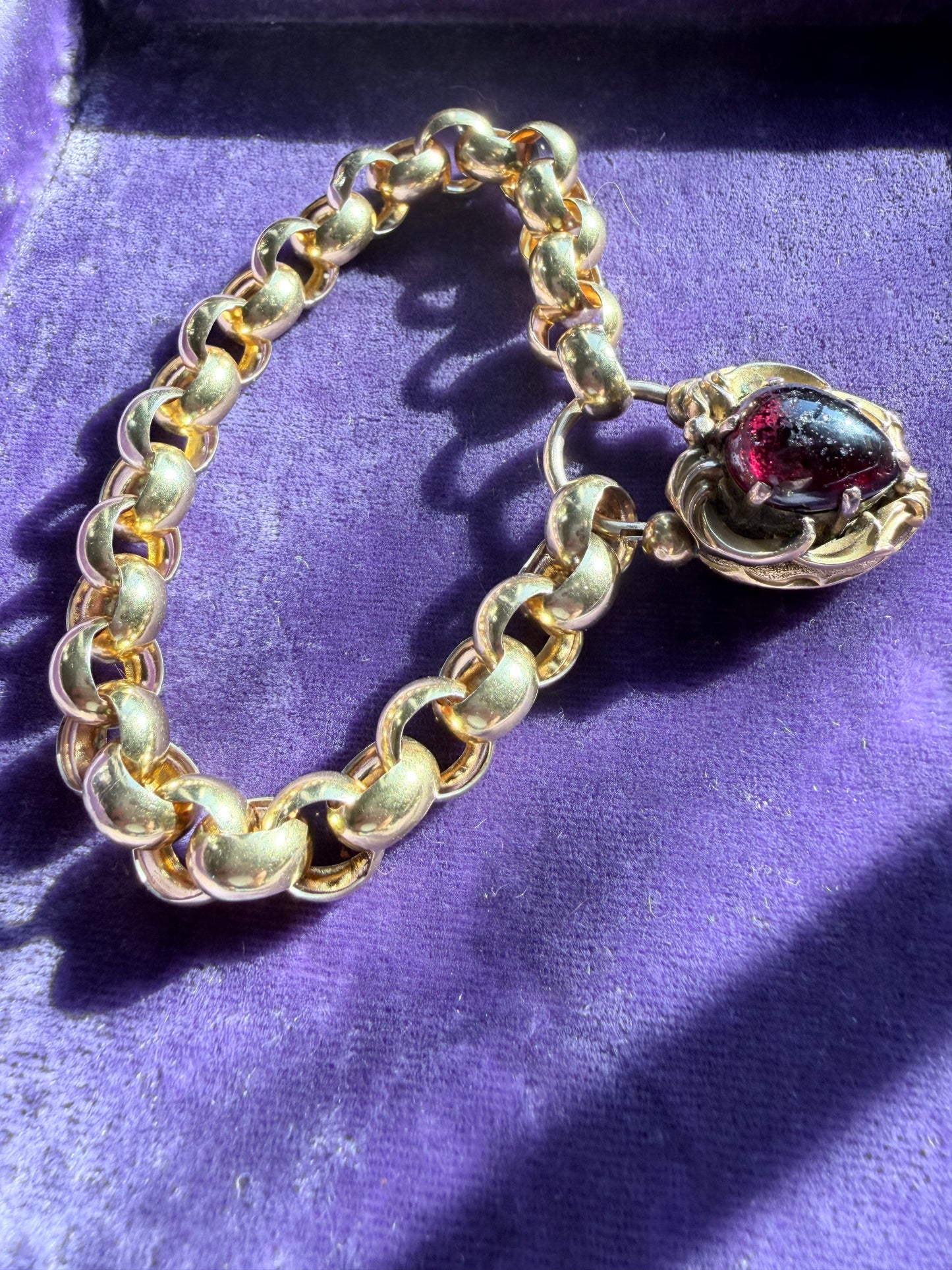 Georgian Padlock Garnet Paste Bracelet