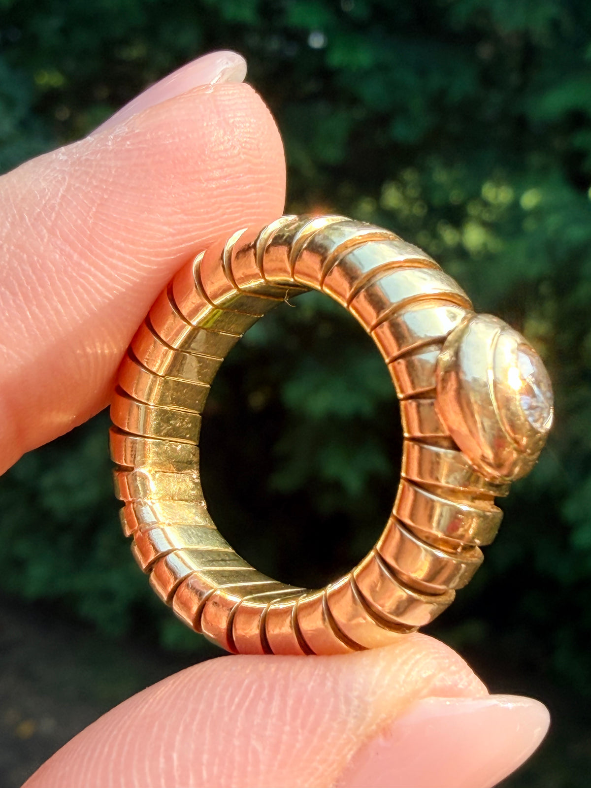 Vintage Bvlgari 18k Gold Diamond Tubogas Ring