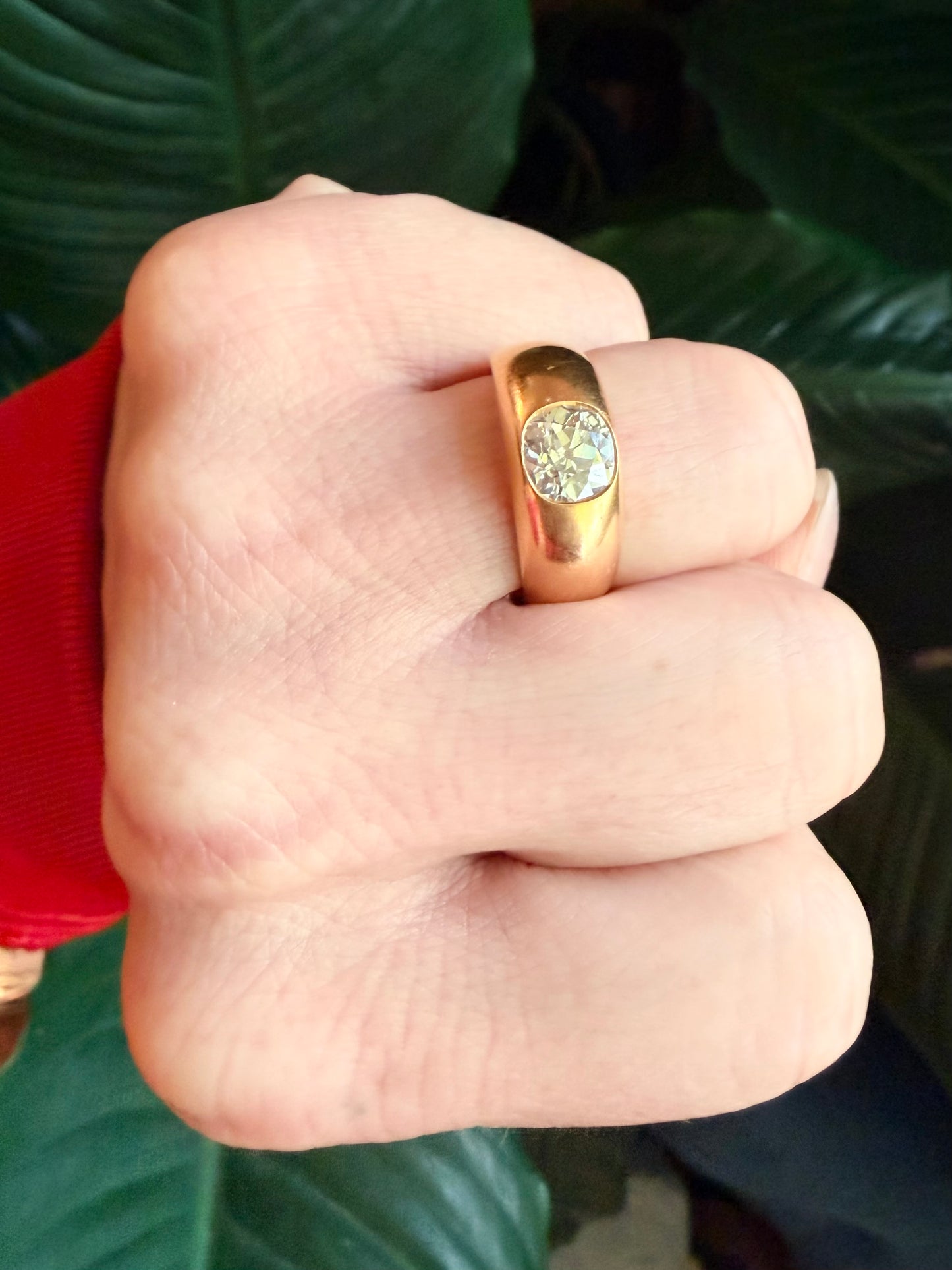 Old Mine Cut Diamond and 22ct Gold Ring