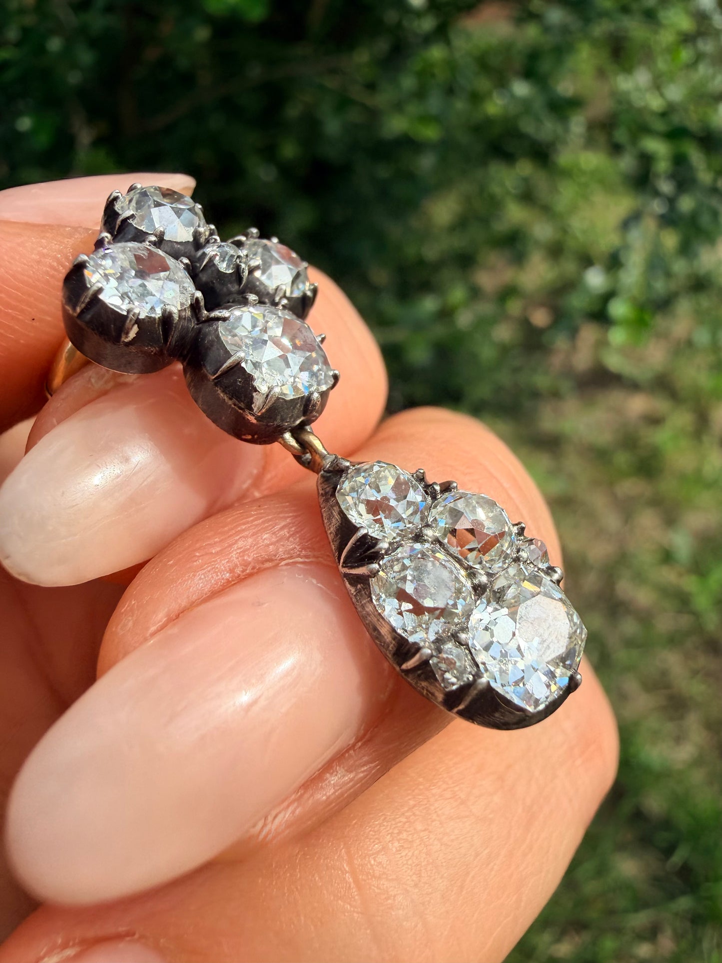 Victorian Old Mine Cut Diamond Drop Pendant
