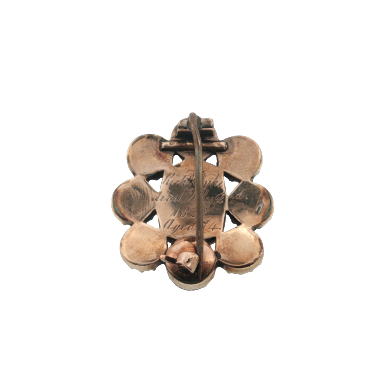 Georgian Foiled Garnet Mourning Woven Hair Brooch