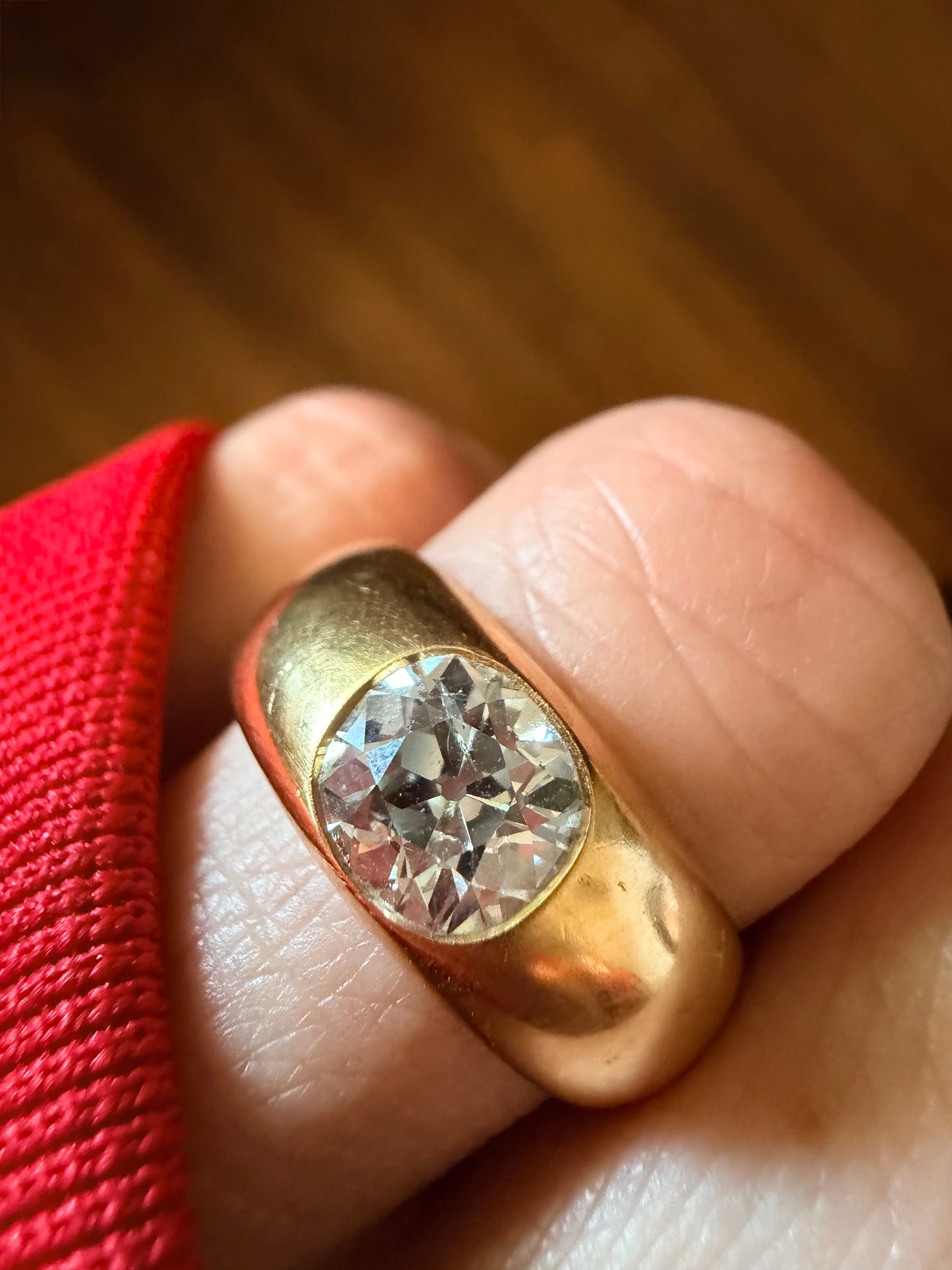 Old Mine Cut Diamond and 22ct Gold Ring