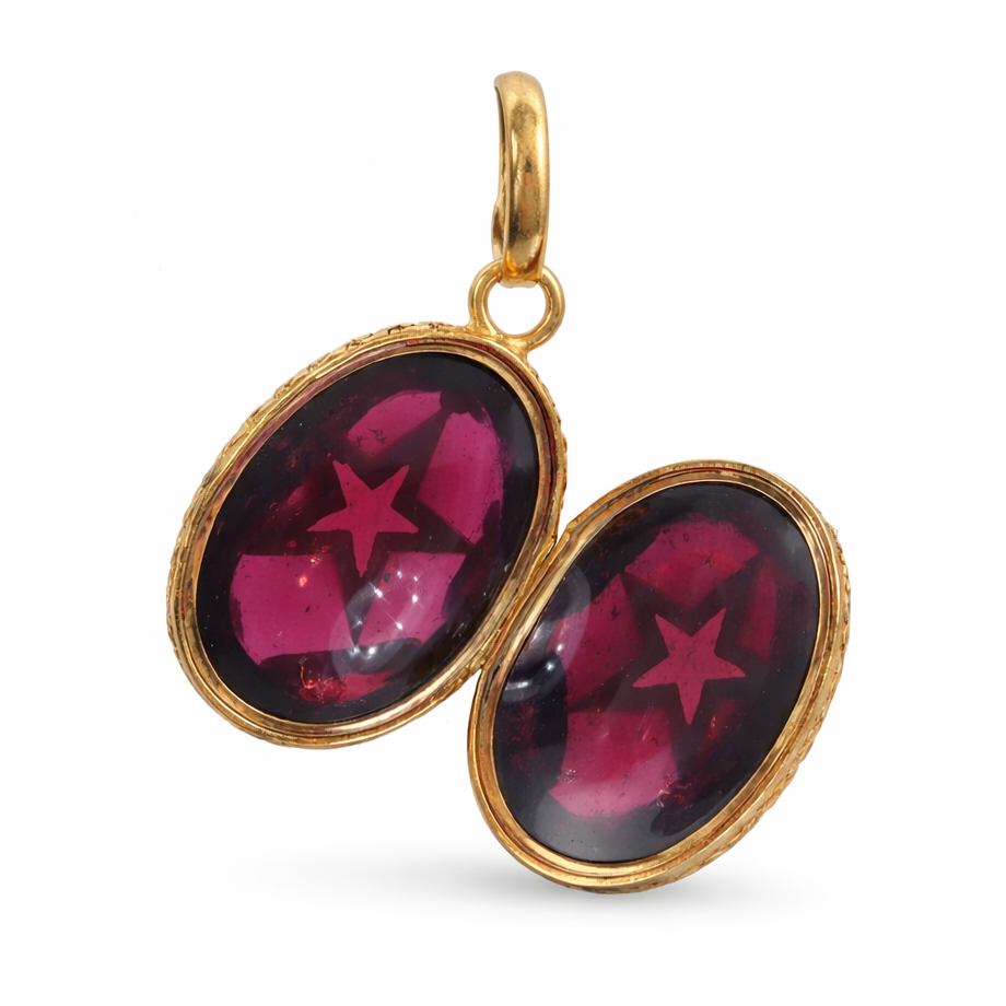Antique French Garnet Star Egg Locket