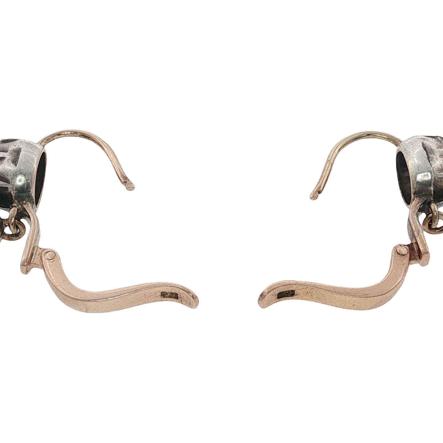 Antique Pear Cut and Old Mine Cut Diamond Drop Earrings