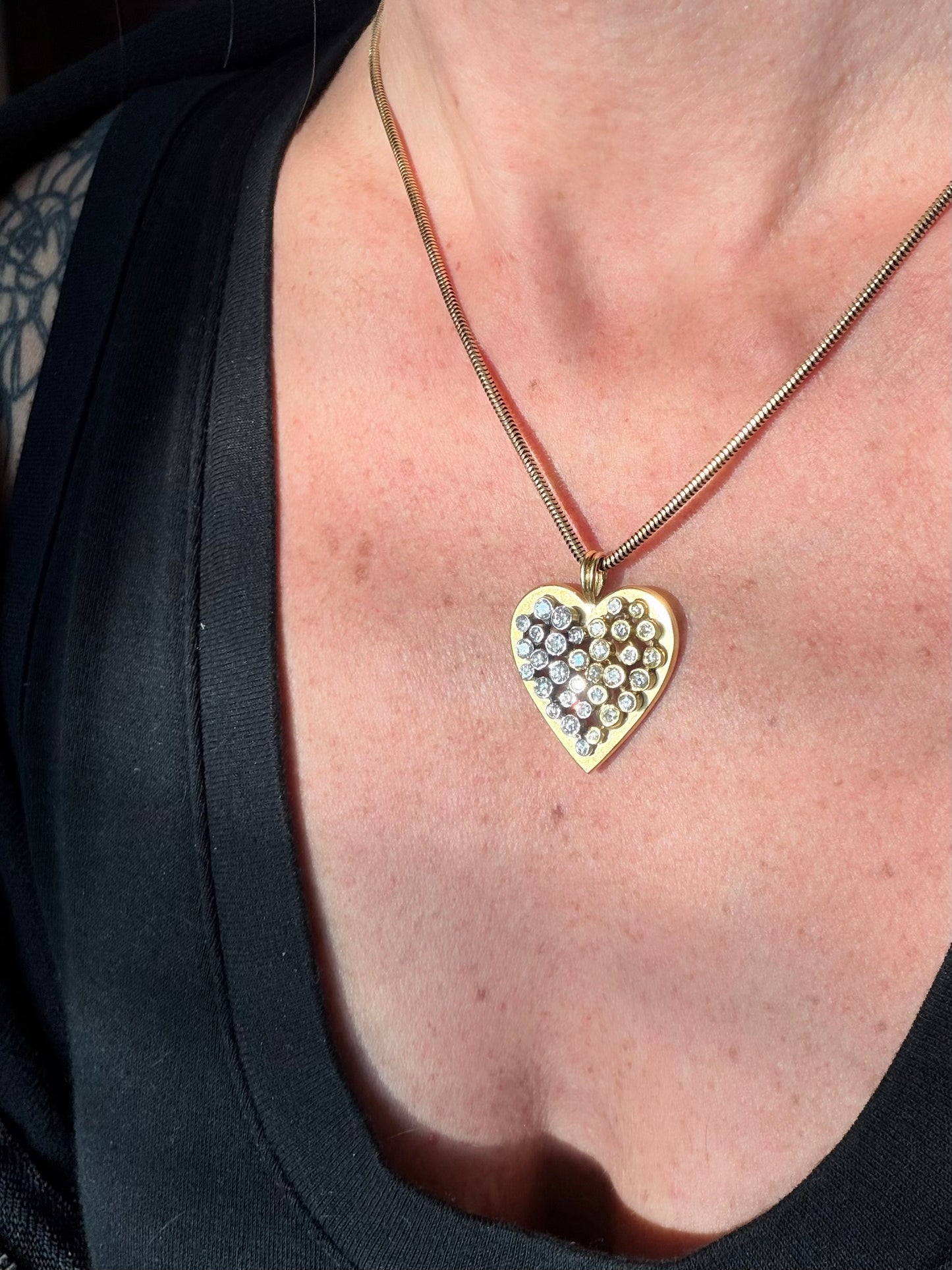 Vintage Two tone Diamond Set Heart Pendant