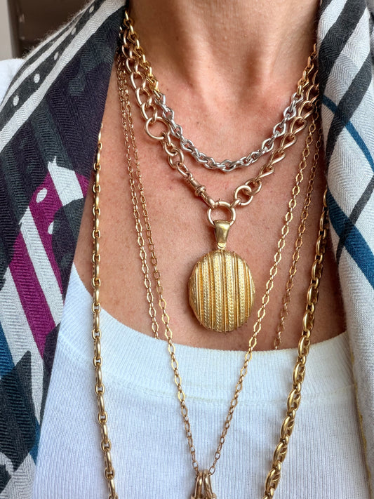 Vintage Pinstripe Gold Locket