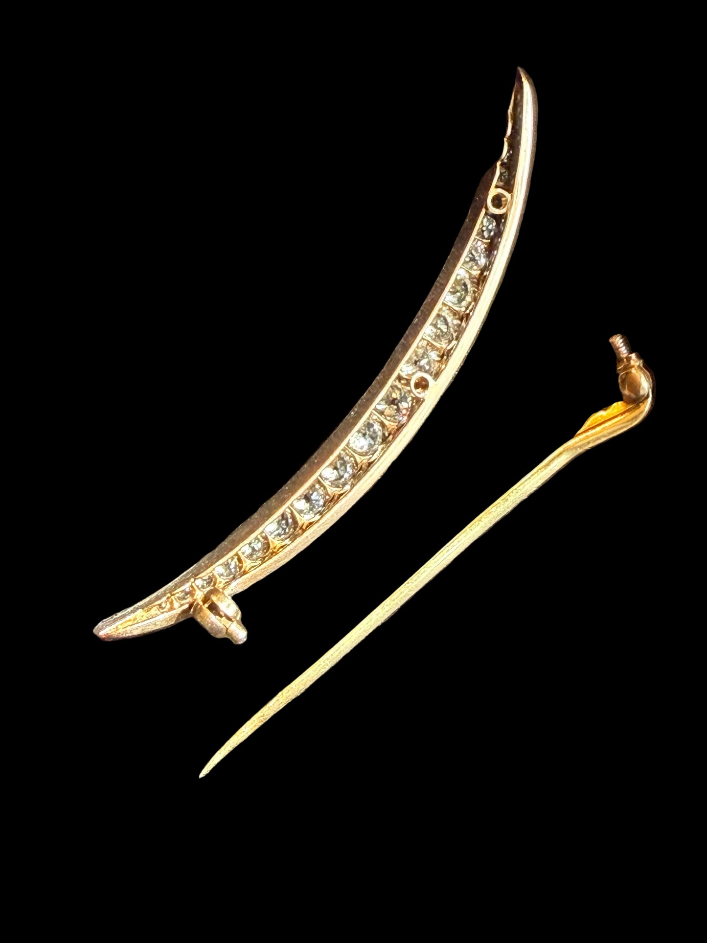 Victorian Old European Cut Diamond Crescent Brooch