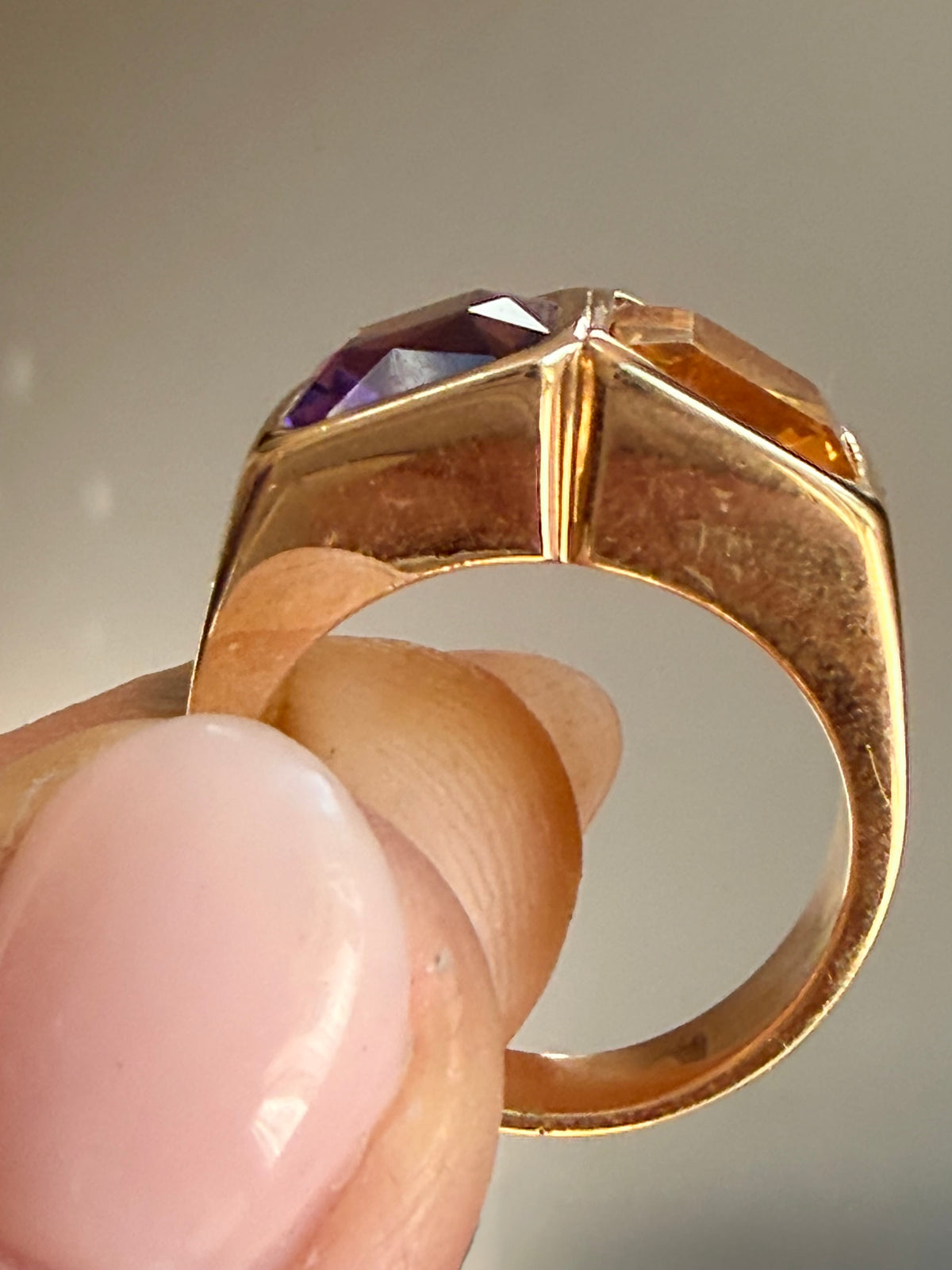 Vintage Bellarri Citrine & Amethyst Ring