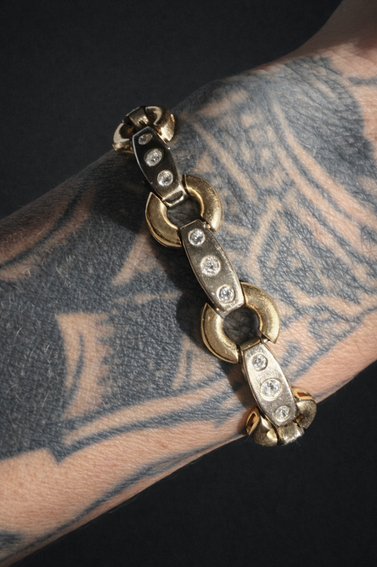 Vintage Diamond Two Tone Circle Bracelet