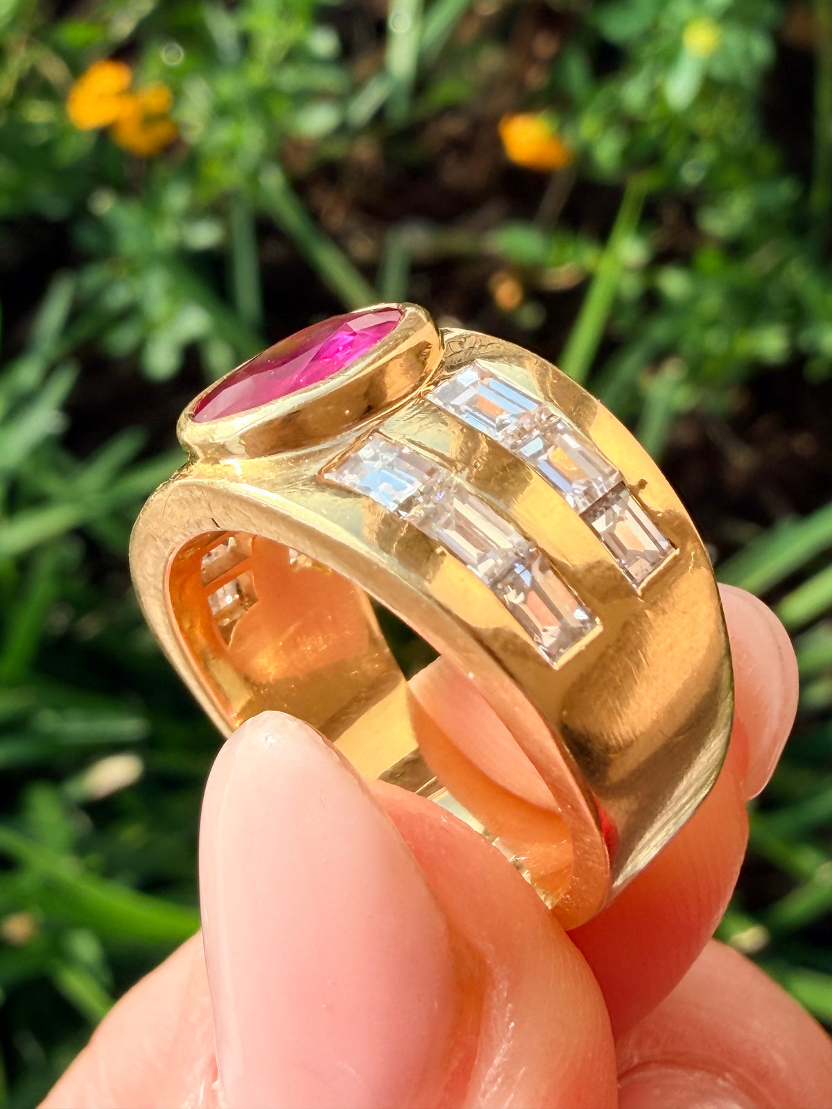 Vintage Burmese Ruby & Diamond Ring