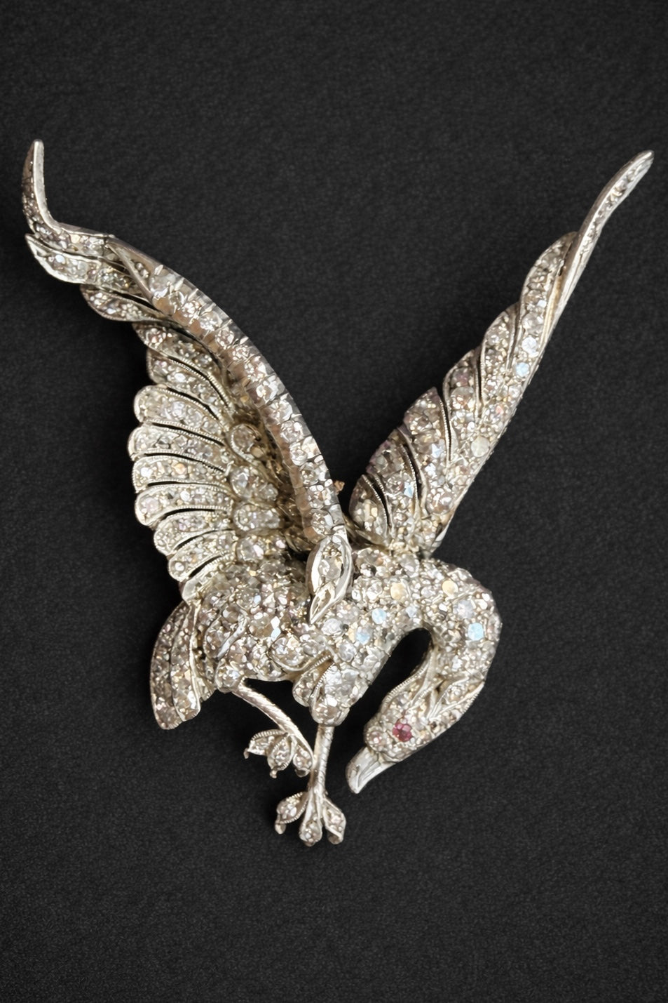 SOLD - Antique Mix Cut Old Diamonds Phoenix Brooch