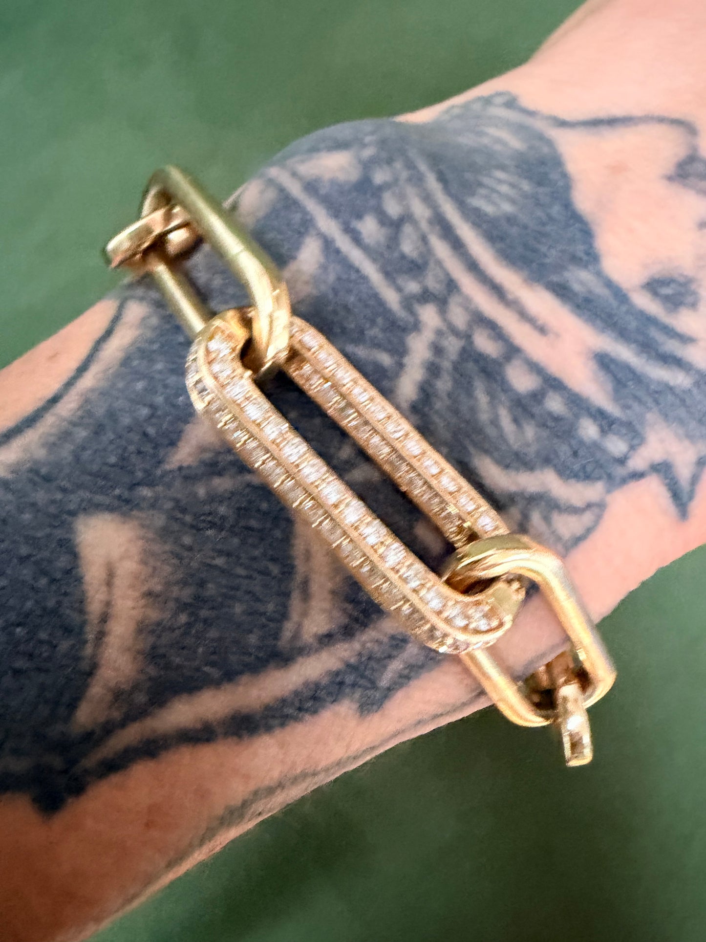 Vintage Diamond Paperclip Link Bracelet