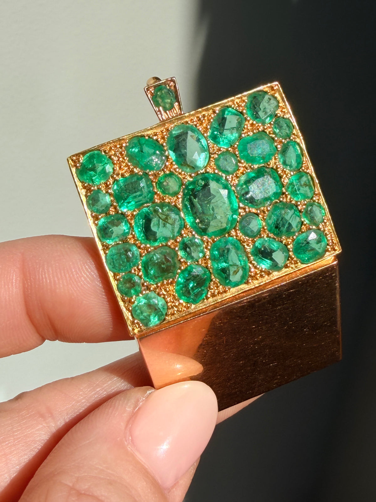 1950s Emerald Square Locket Pendant