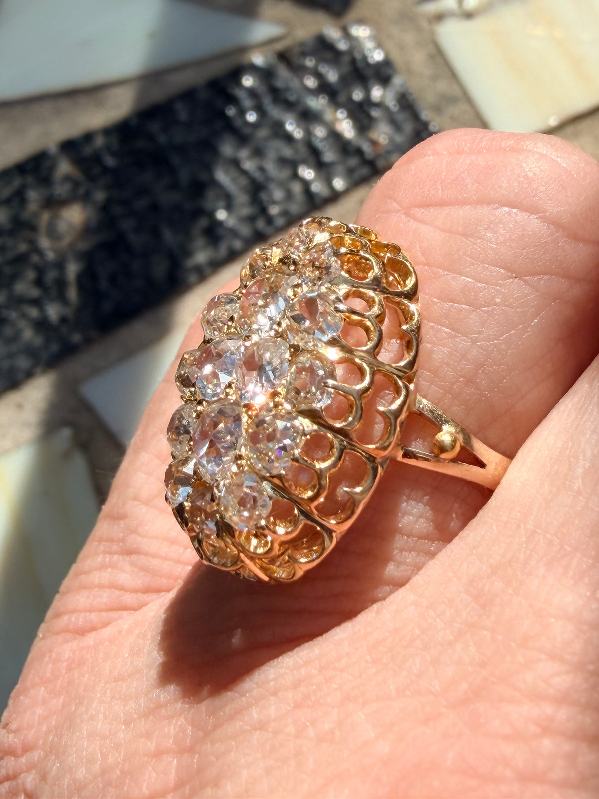 Antique Diamond Cluster Dress Ring