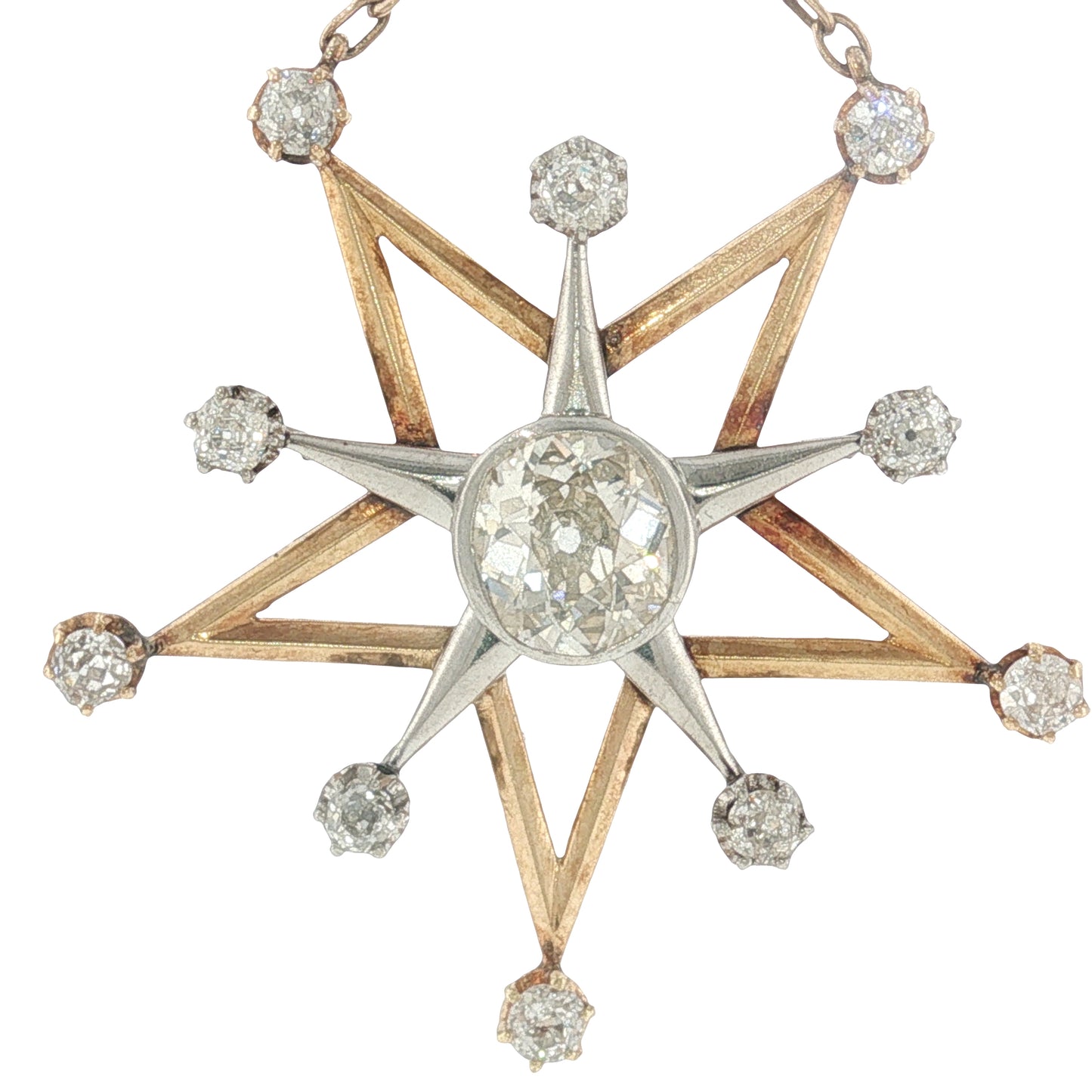 Antique Two-Tone Diamond Star Dangle Pendant