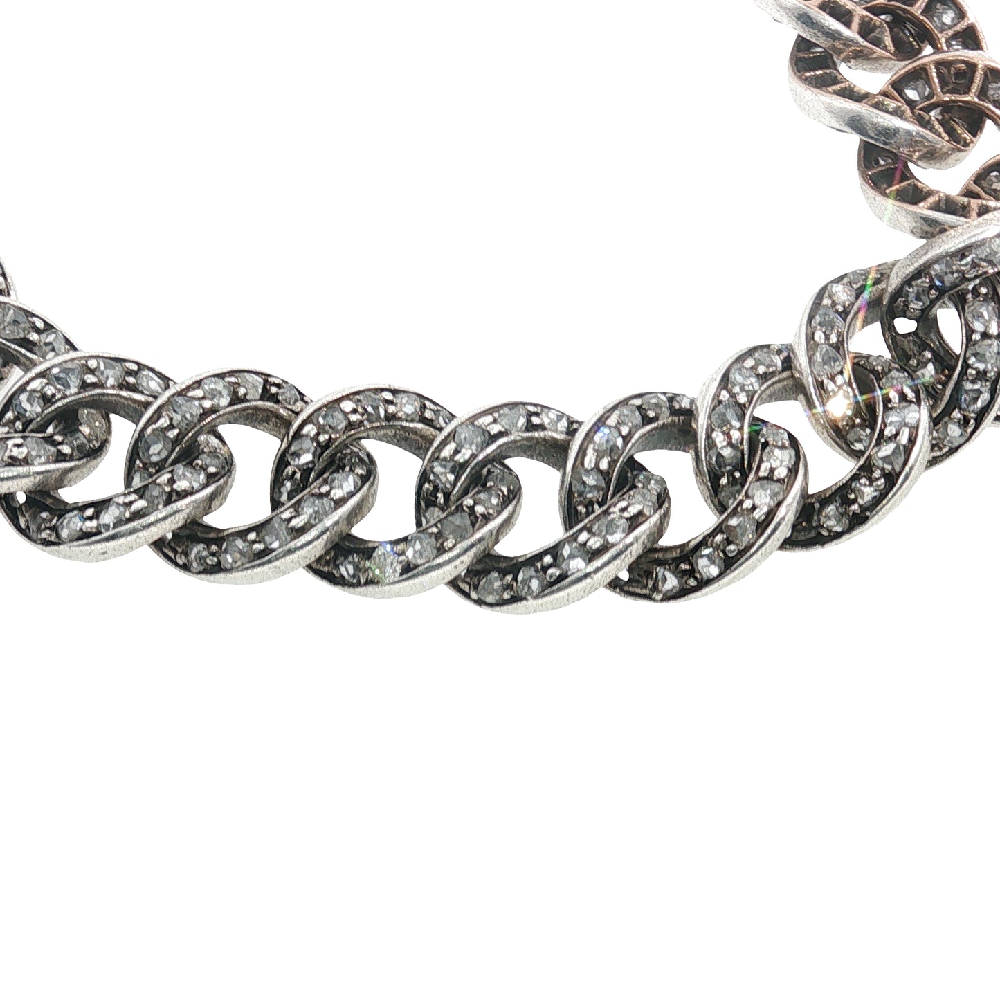 Antique French Diamond Set Curb Bracelet