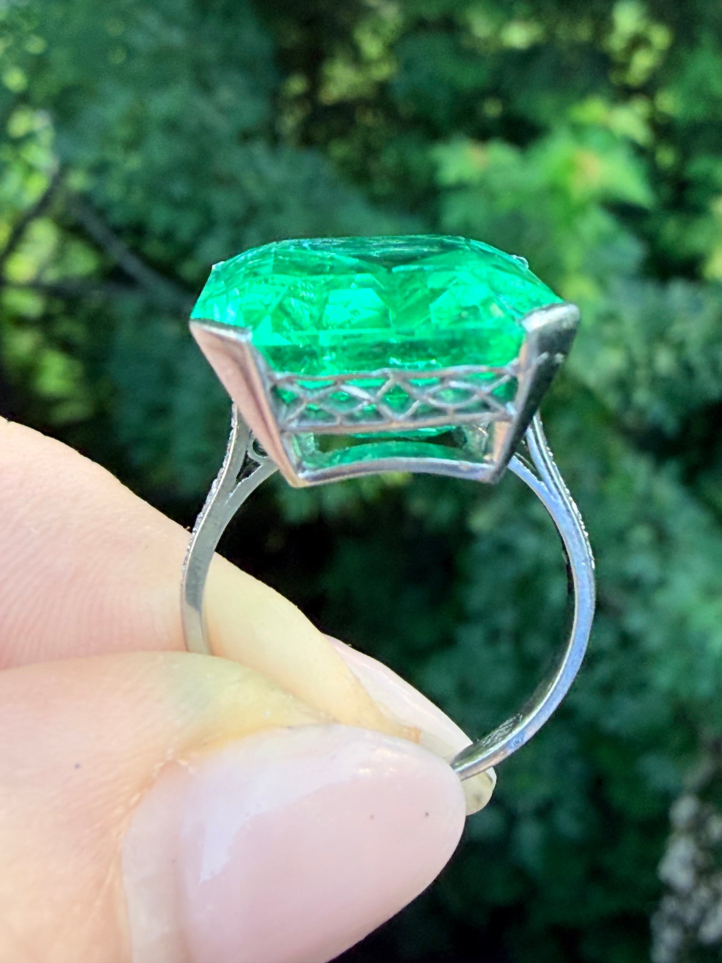 Belle Époque 18.05 Carat Colombian Emerald & Diamond Ring