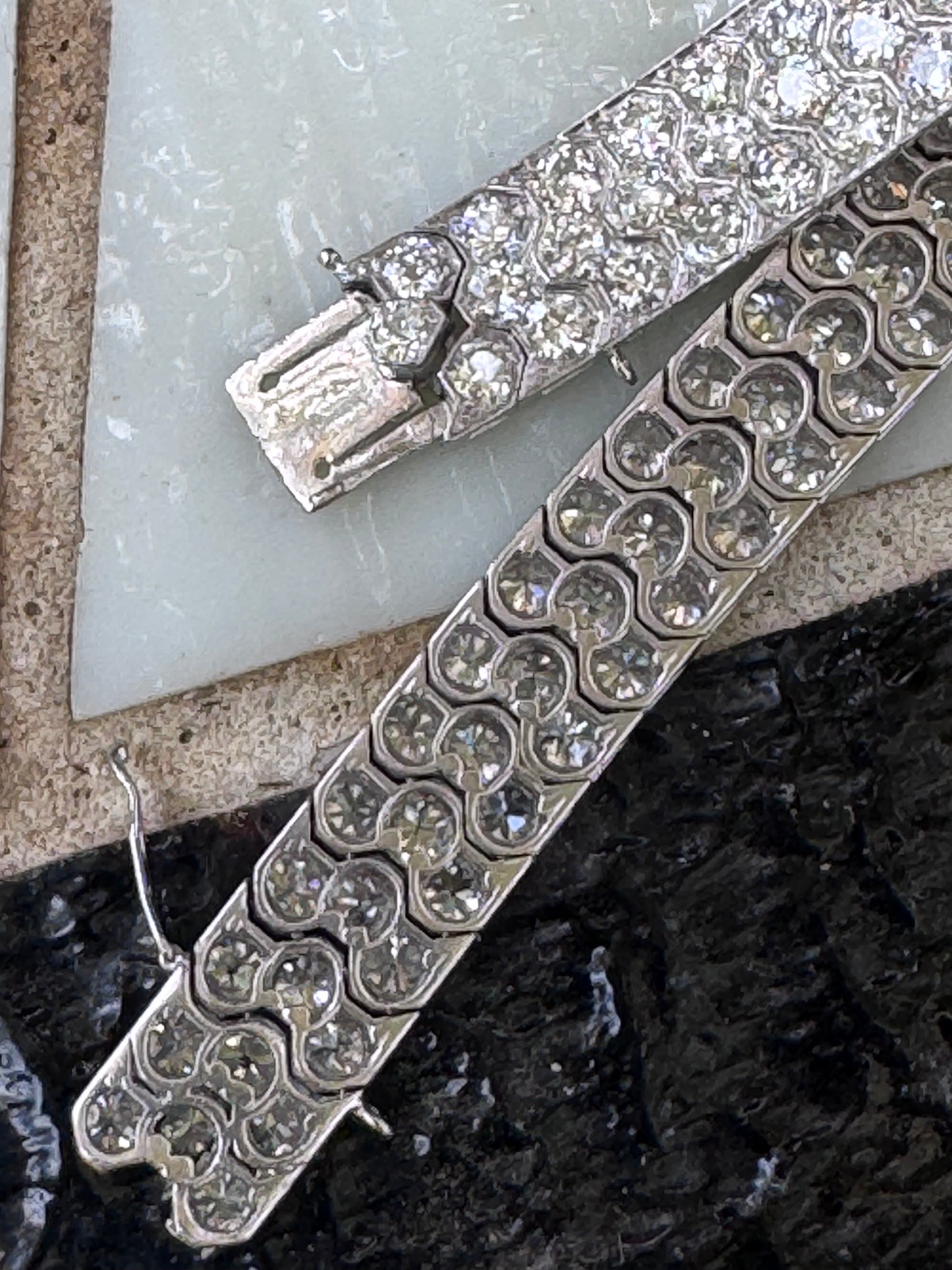 Art Deco Three-Row Honeycomb Diamond Bracelet