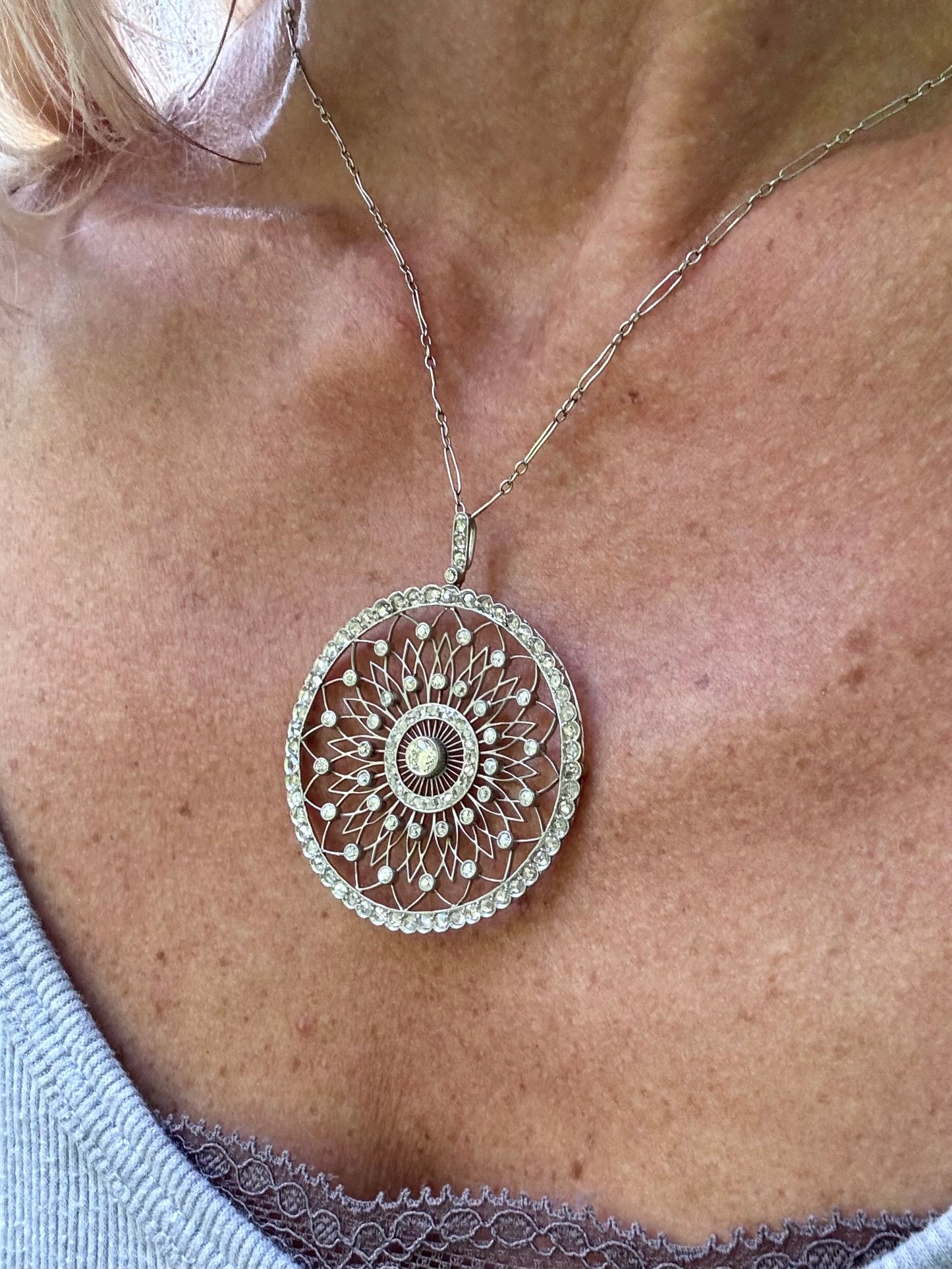 Art Deco Diamond Pendant Necklace