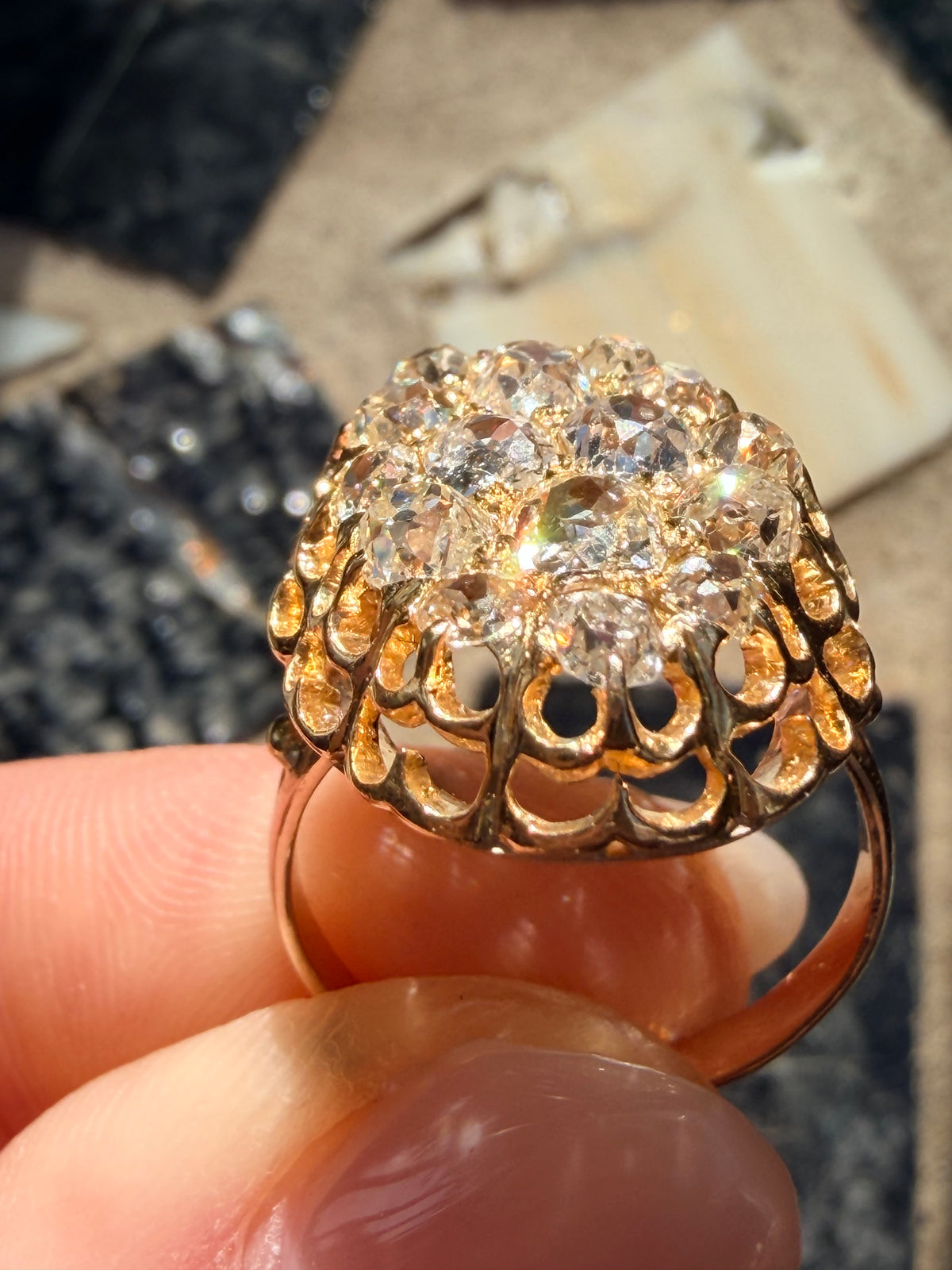 Antique Diamond Cluster Dress Ring