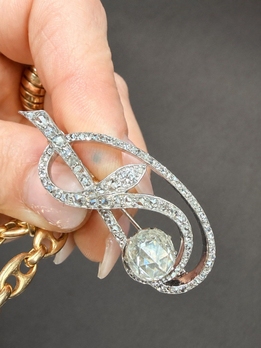 Antique Diamond Snake Brooch