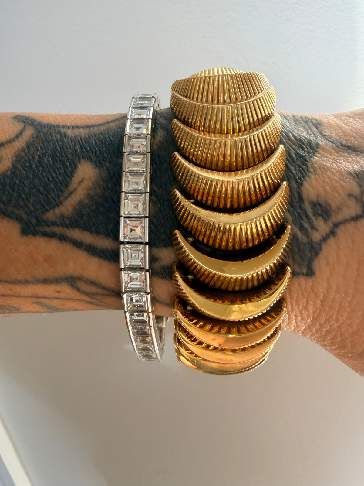 Mid Century Carré Cut Diamond Line Bracelet