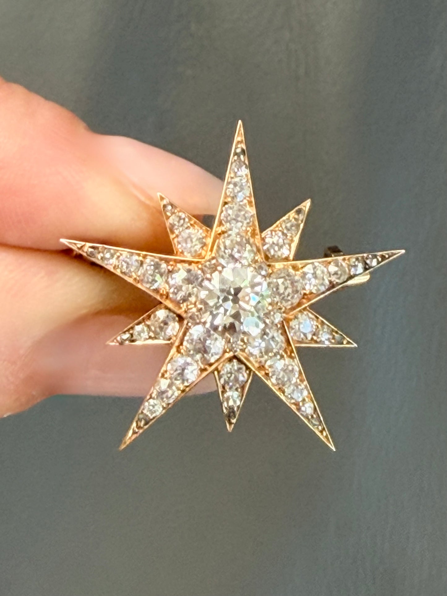 Victorian Old Cut Diamond Star Brooch