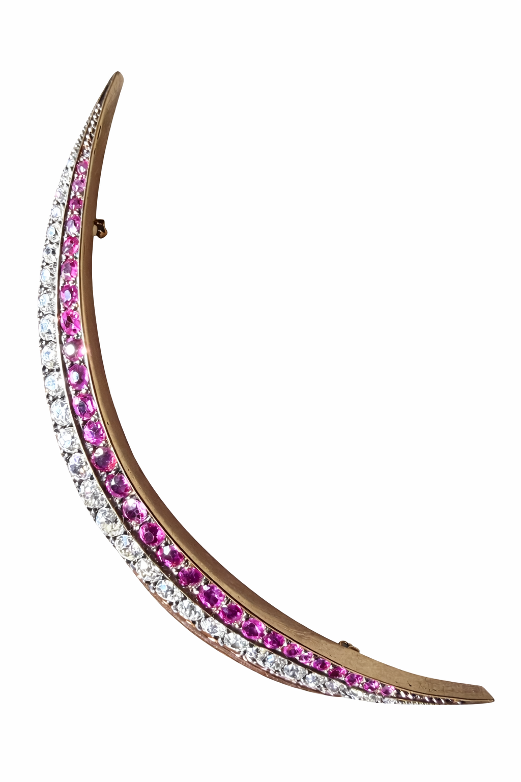 Victorian Ruby and Diamond Crescent Brooch