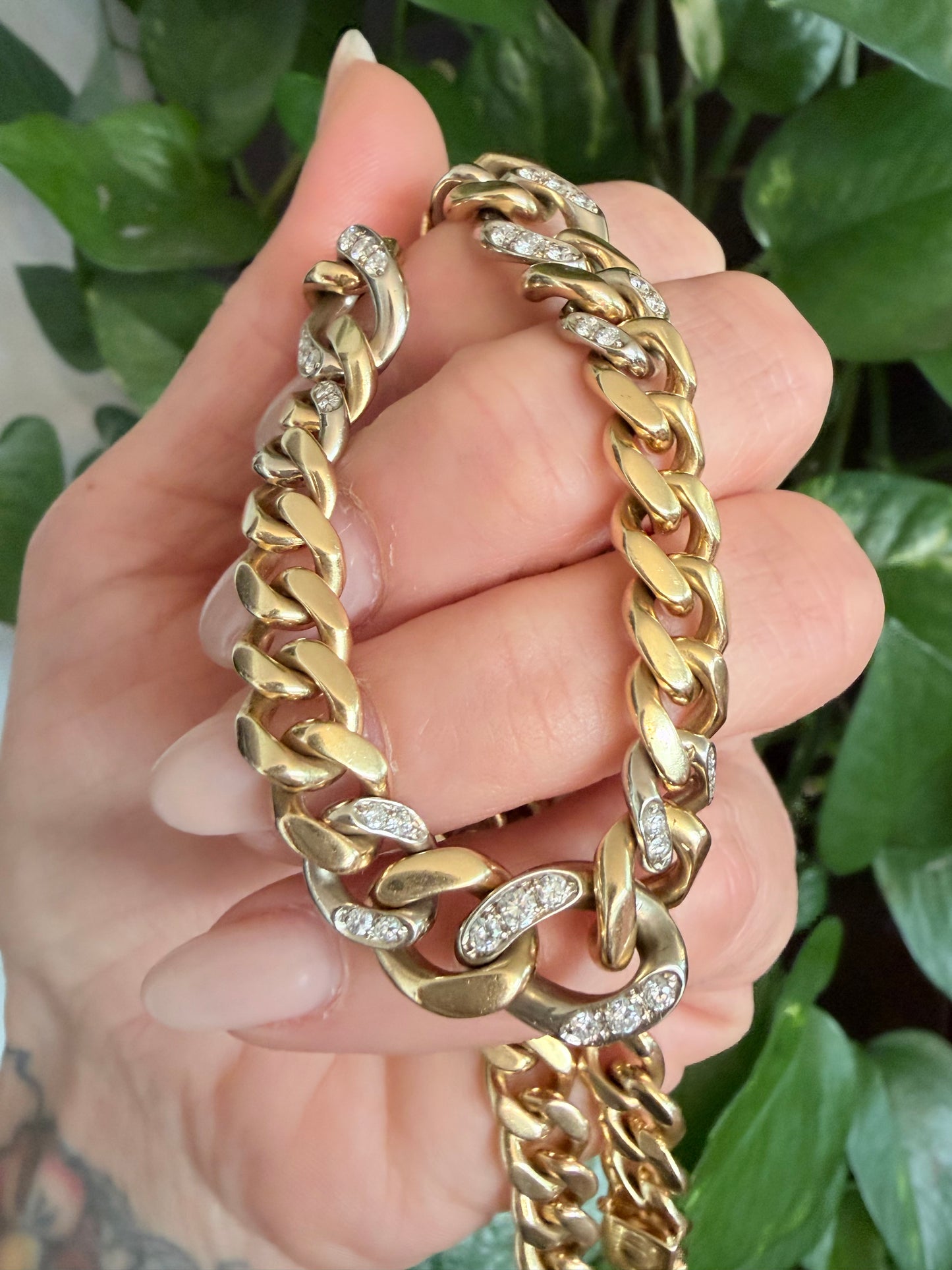 Bvlgari 1970’s Alternating Diamond Link Curb Necklace
