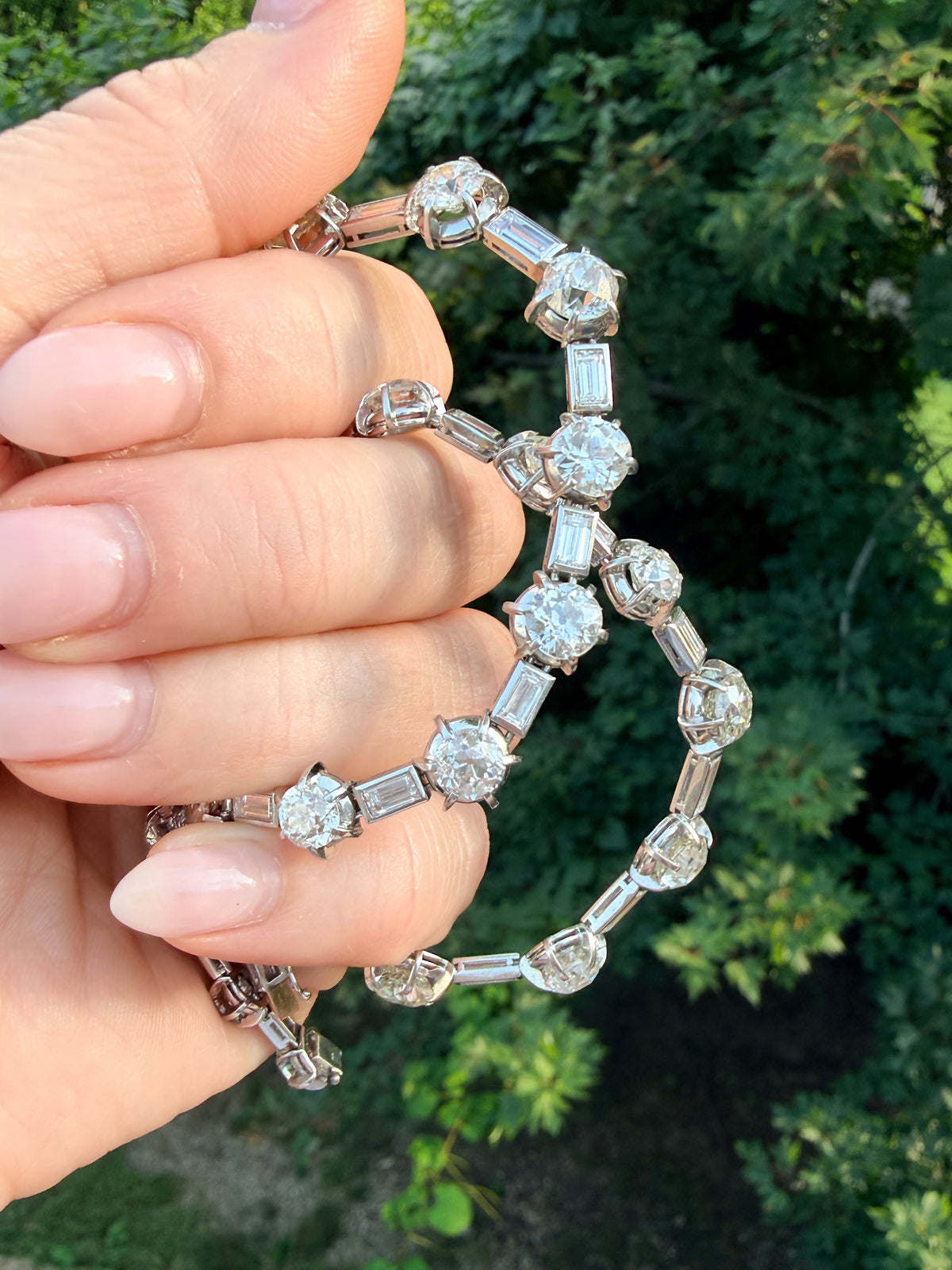 Antique Cut Diamond Mid-Century Platinum Collar Necklace