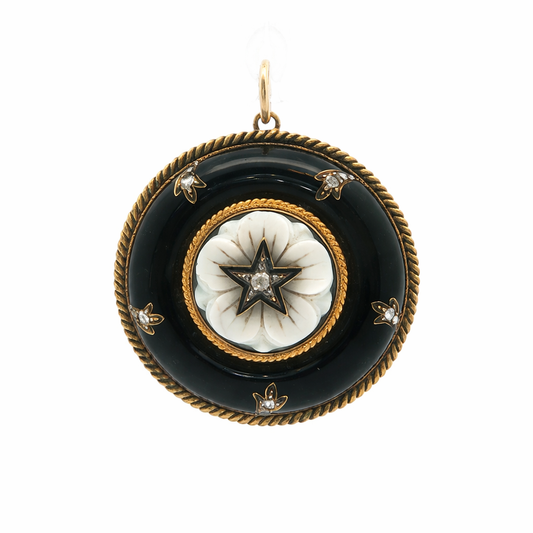 Victorian Onyx and Diamond Floral Star Locket