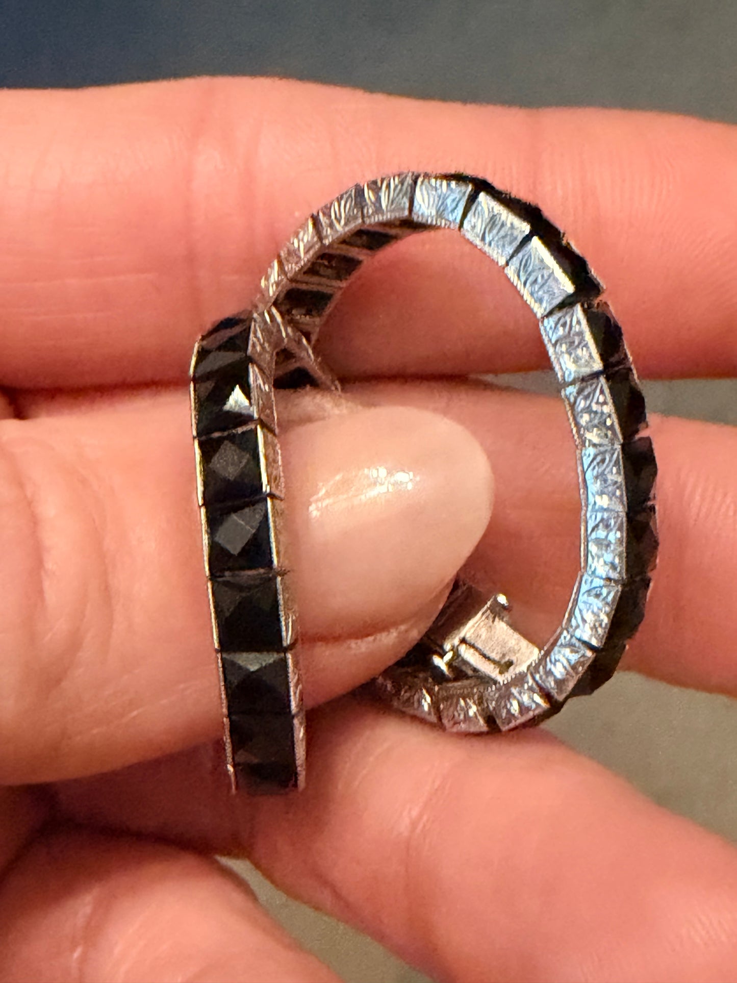 Art Deco French Cut Onyx Tiffany & Co. Bracelet