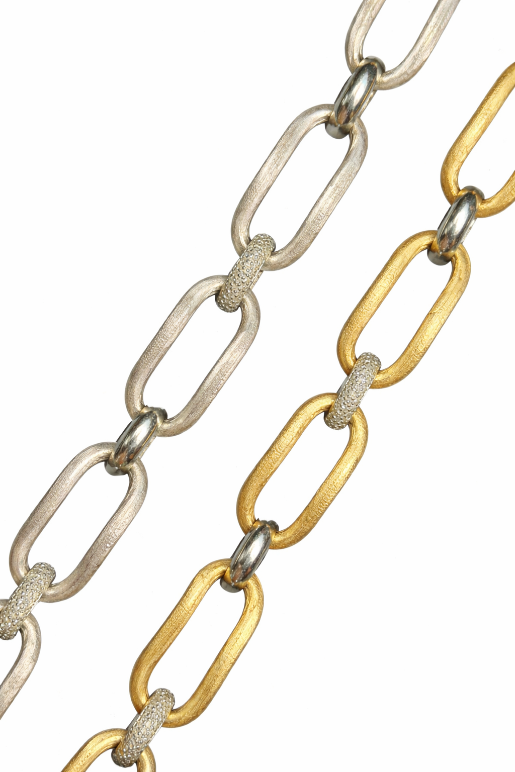 Oval and Diamond Link Bracelet Necklace Set