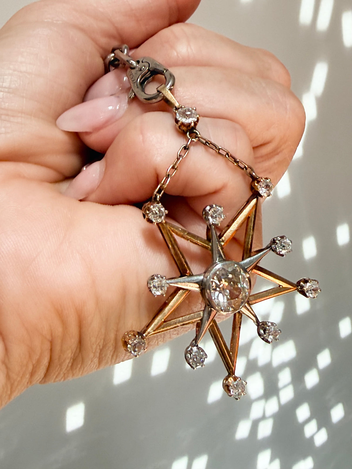 Antique Two-Tone Diamond Star Dangle Pendant