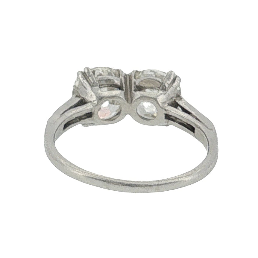 Edwardian 2.95 Carat Old Cut Diamond Two-Stone Ring