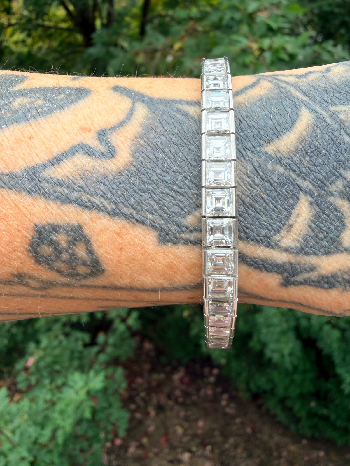 Mid Century Carré Cut Diamond Line Bracelet