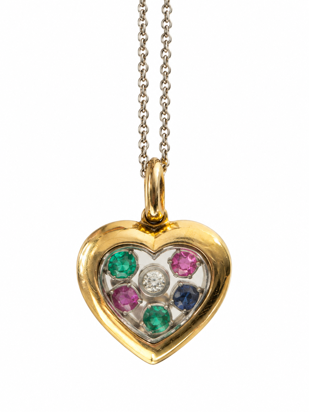 Vintage Multi Gem and Diamond DEAREST Heart Locket Pendant