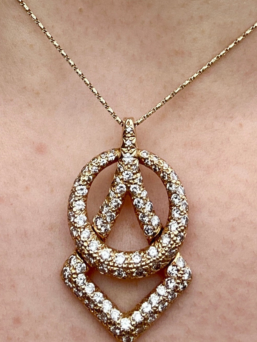 Geometric Diamond Pendant with Chain