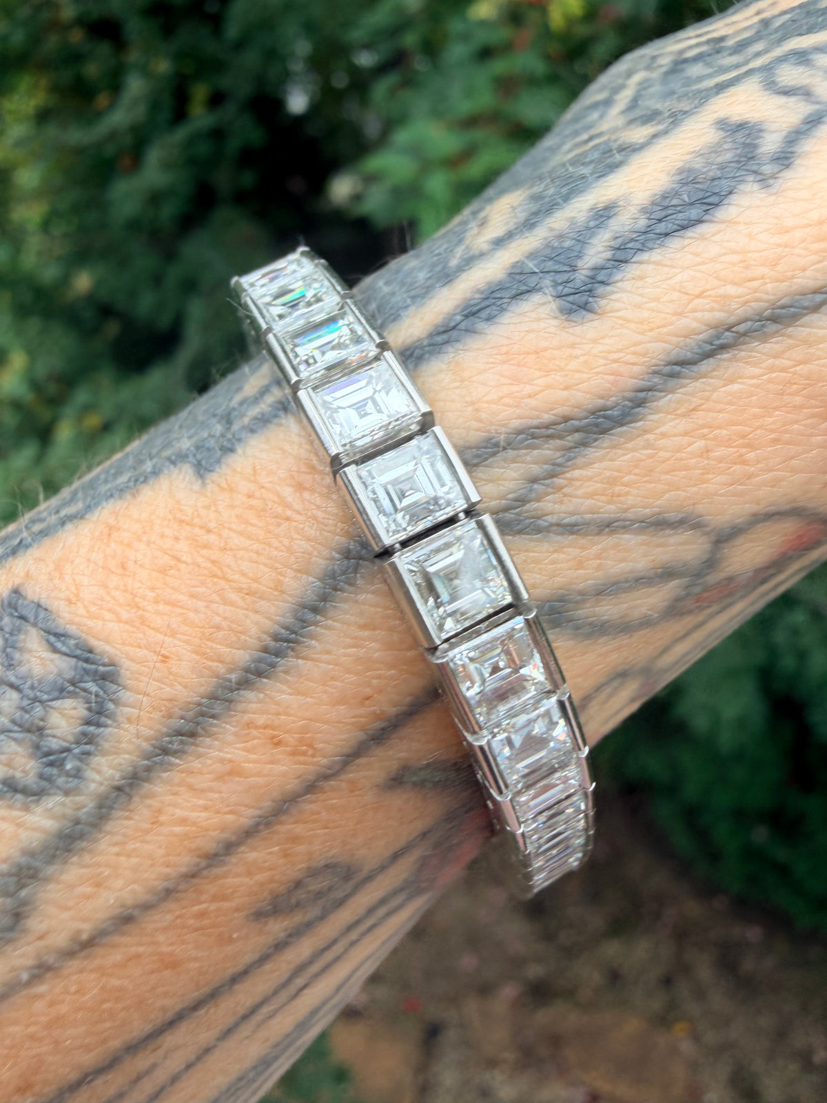 Mid Century Carré Cut Diamond Line Bracelet