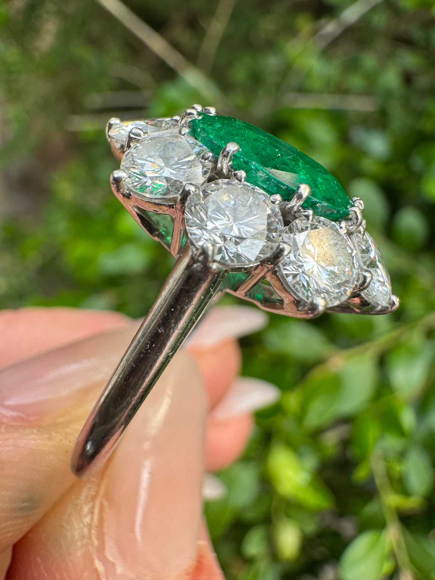 Vintage Cartier Emerald and Diamond Cluster Ring