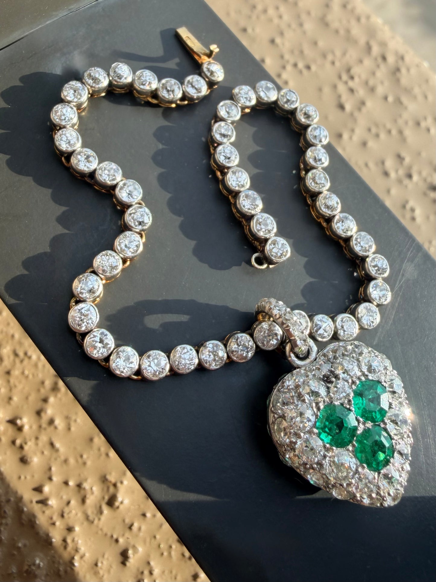 Antique Diamond and Gemstone Heart Pendant & Bracelet