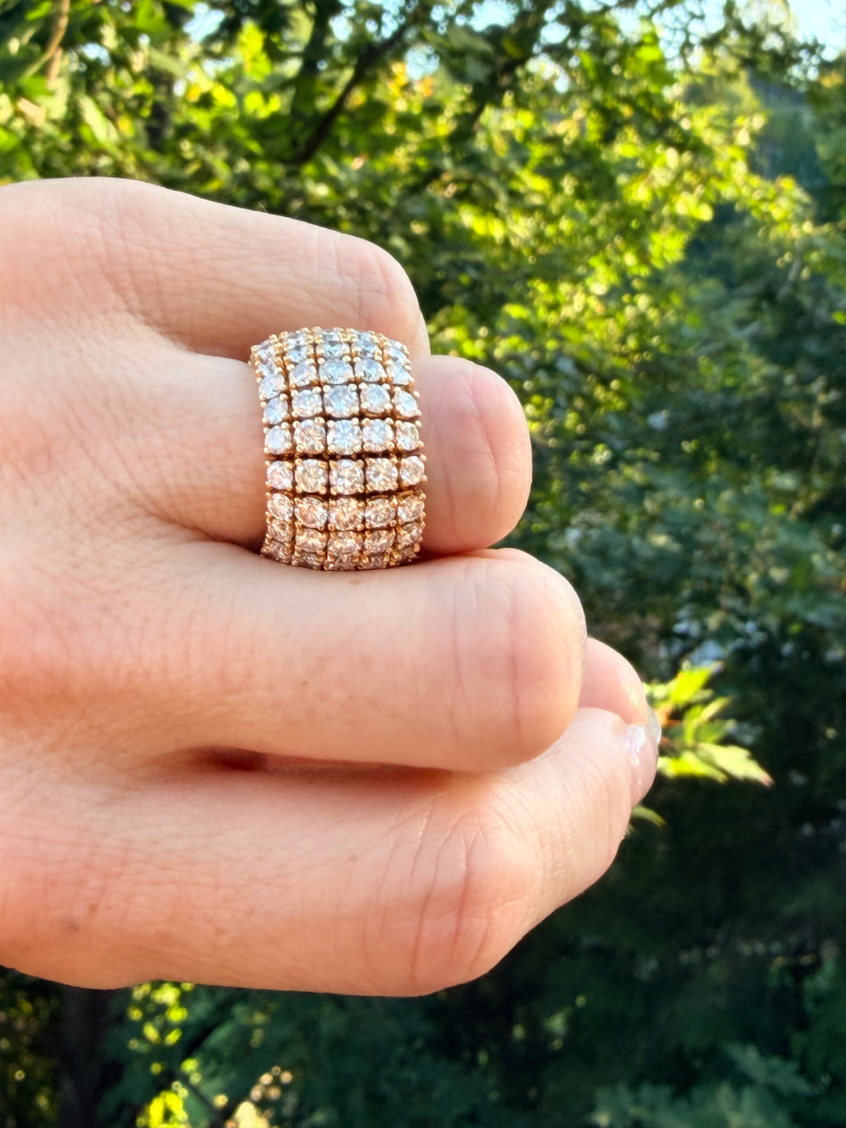 Vintage Five Row Mesh Diamond Ring