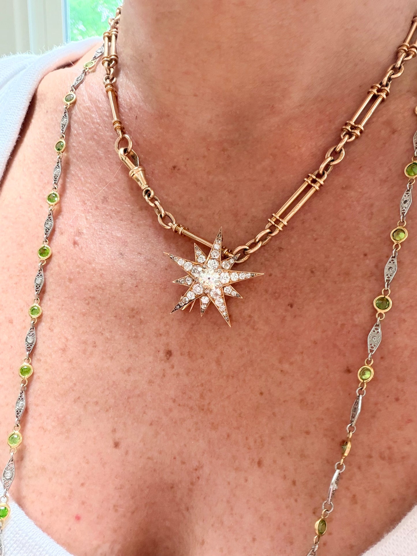 Victorian Old Cut Diamond Star Brooch