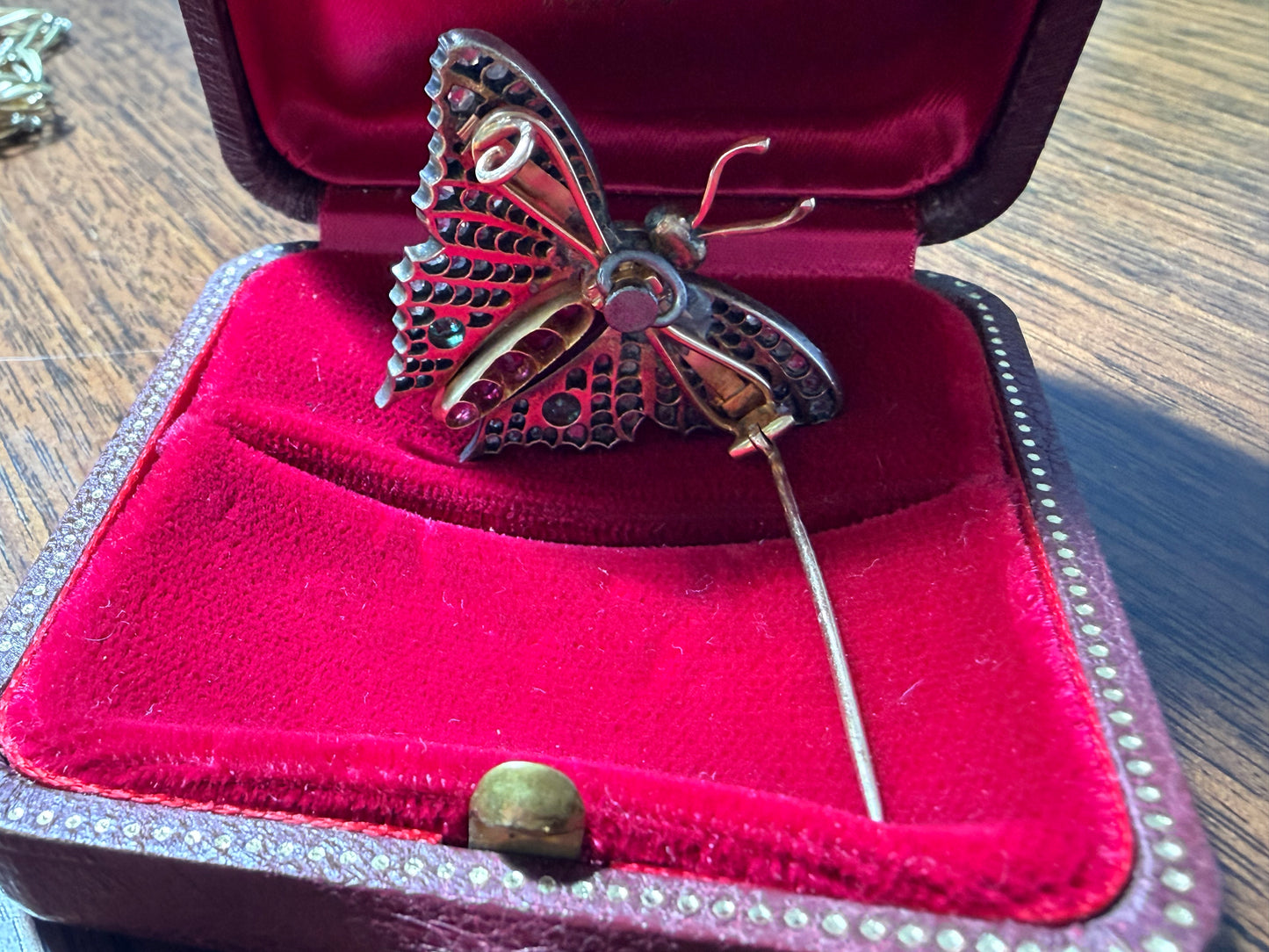 Antique French Multi Gem-Set Diamond Butterfly Brooch