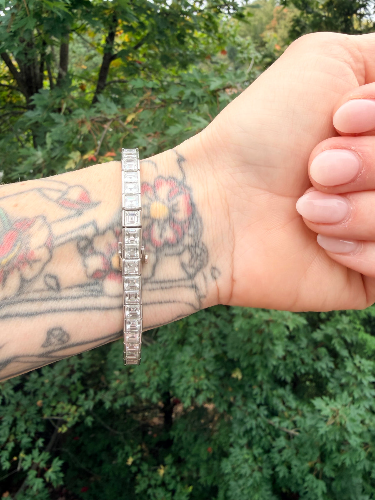 Mid Century Carré Cut Diamond Line Bracelet