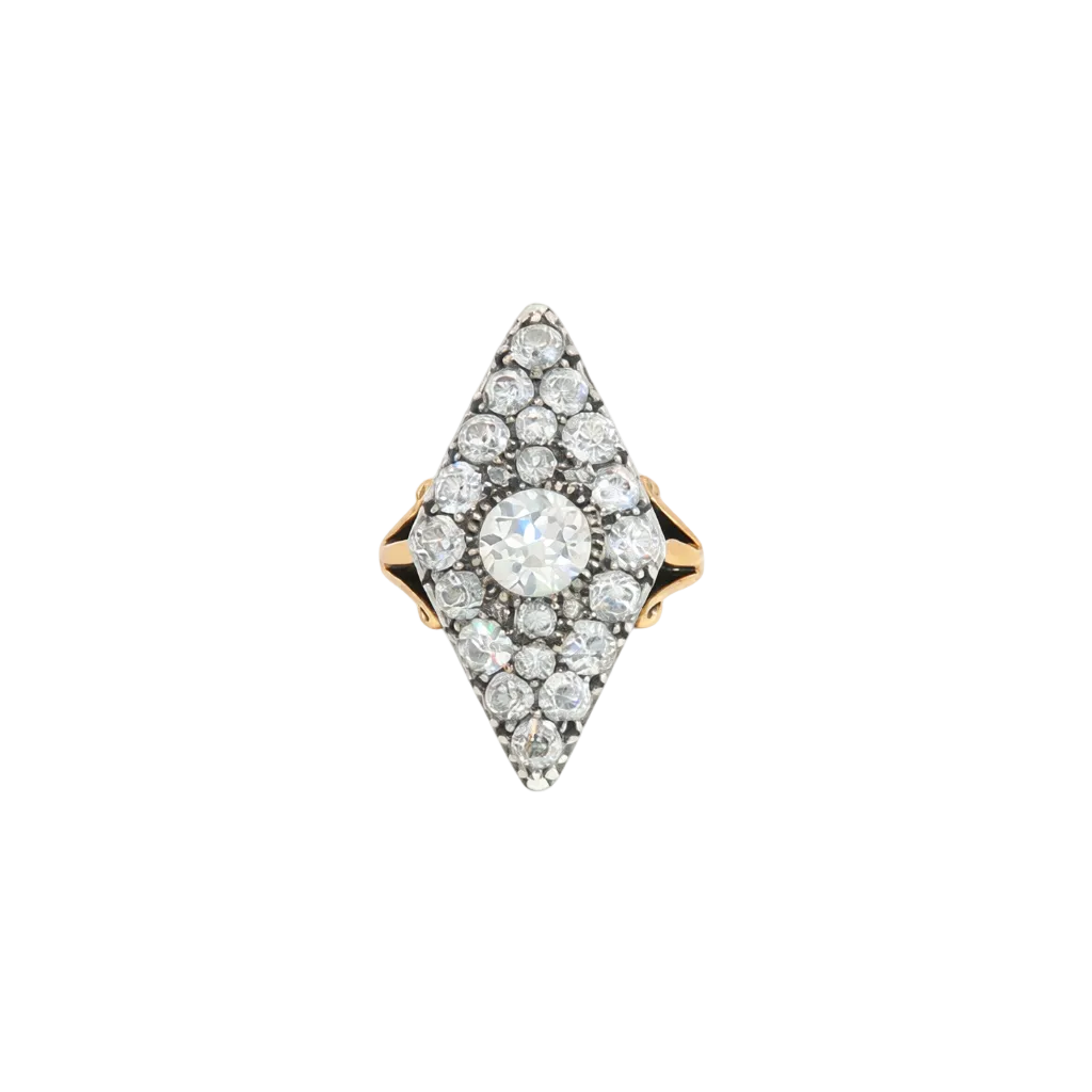 Antique Old Cut Diamond Navette Ring