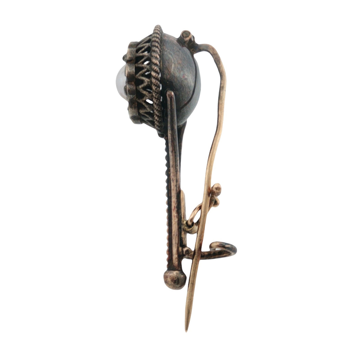 Georgian 18k Gold, Diamond and Pearl Halley's Comet Brooch